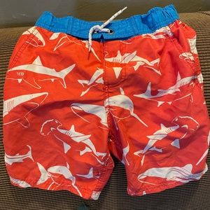 Mini Boden Boys Swim Trunks with Sharks! Super cute 8-9 year